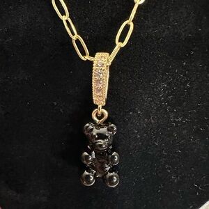 Gold and Black Bear Pendant Necklace